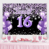 Lofaris Bokeh Purple balloon sweet 16th birthday photo backdrop